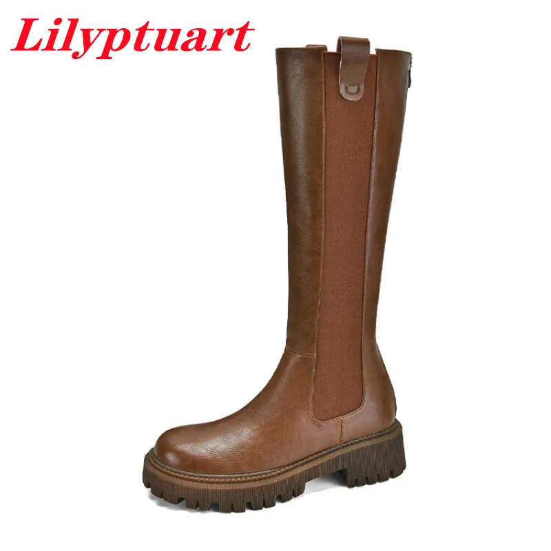 

LILYPTUART ZA Platform Boots, Women, 2022 Fall/Winter Fashion Retro Elastic Chelsea Boots, Designer, Coat Shoes, British Style