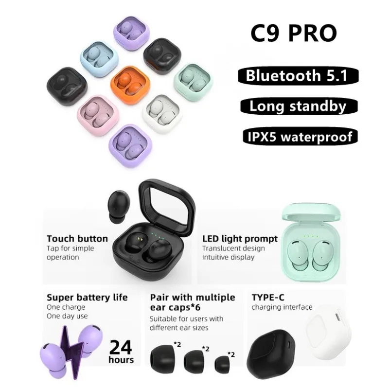 TWS-наушники C9pro Беспроводные с поддержкой bluetooth 5,2