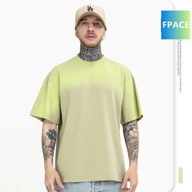 

Men's Clothing Summer New Trendy Brand Fog Letter Flocked Printed Handmade Spray Color Loose Short Sleeve T-shirt Men