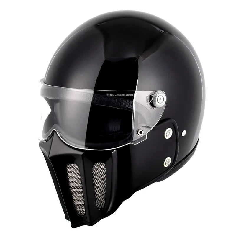 

Мотоциклетный шлем Mekkcens в стиле ретро, защитный винтажный шлем с открытым лицом и черепом для мотоцикла, анфас, мотошлем для верховой езды