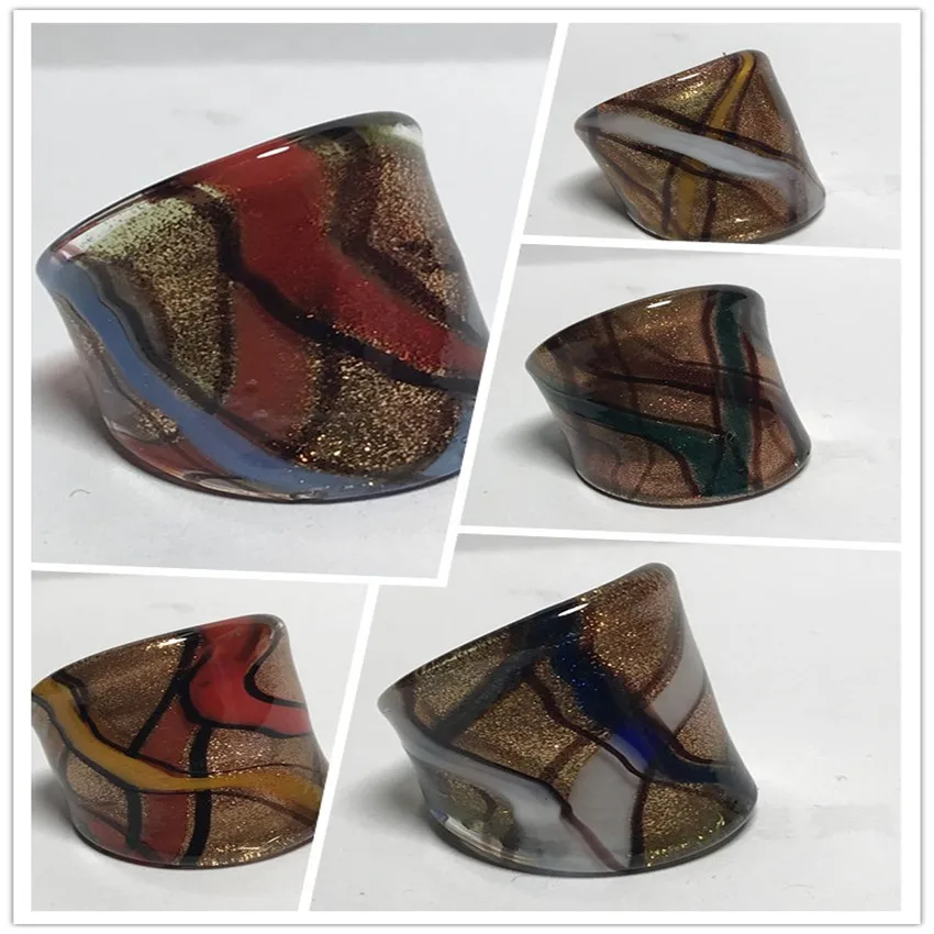 5 шт./партия кольца ручной работы из муранского стекла