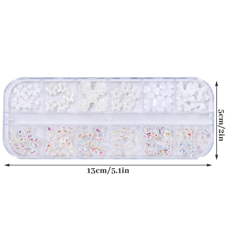 

Nail Art Charms Butterfly Glitter Decals Decoration 60pcs Nail Flower Flat Design Acrylic Nail Art Studs for Women DIY