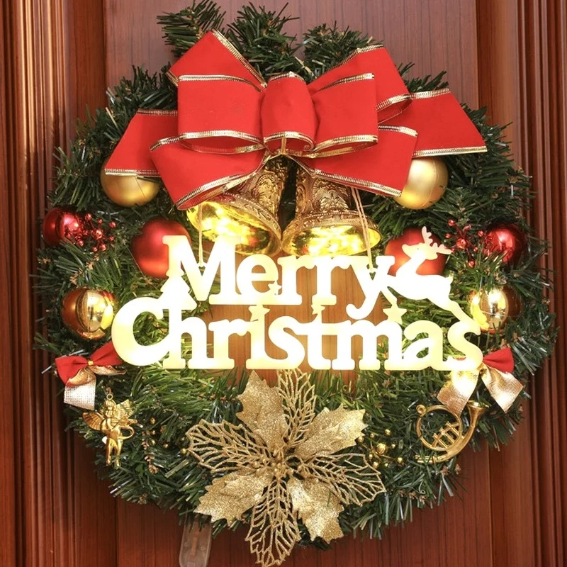 

Светодиодный Рождественский венок с надписью "Merry Christmas", светильники с трехмерными буквами, окно, настенный фон, дверь, подвесное украшение, домашний декор