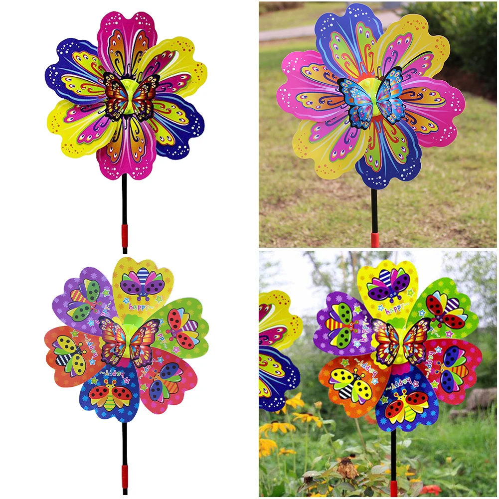 3D Бабочка Ветровая Вертушка Красочная Пластиковая Ветряная Мельница Садовый