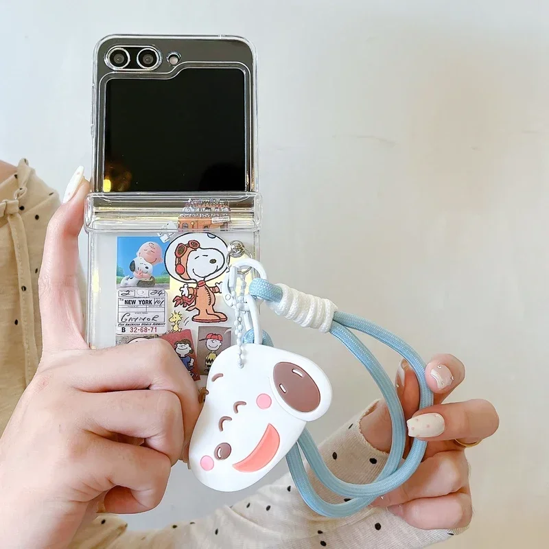 Милый мультяшный снупи Чарли Браун чехол для телефона Samsung Galaxy Z Flip 6 5 прозрачный