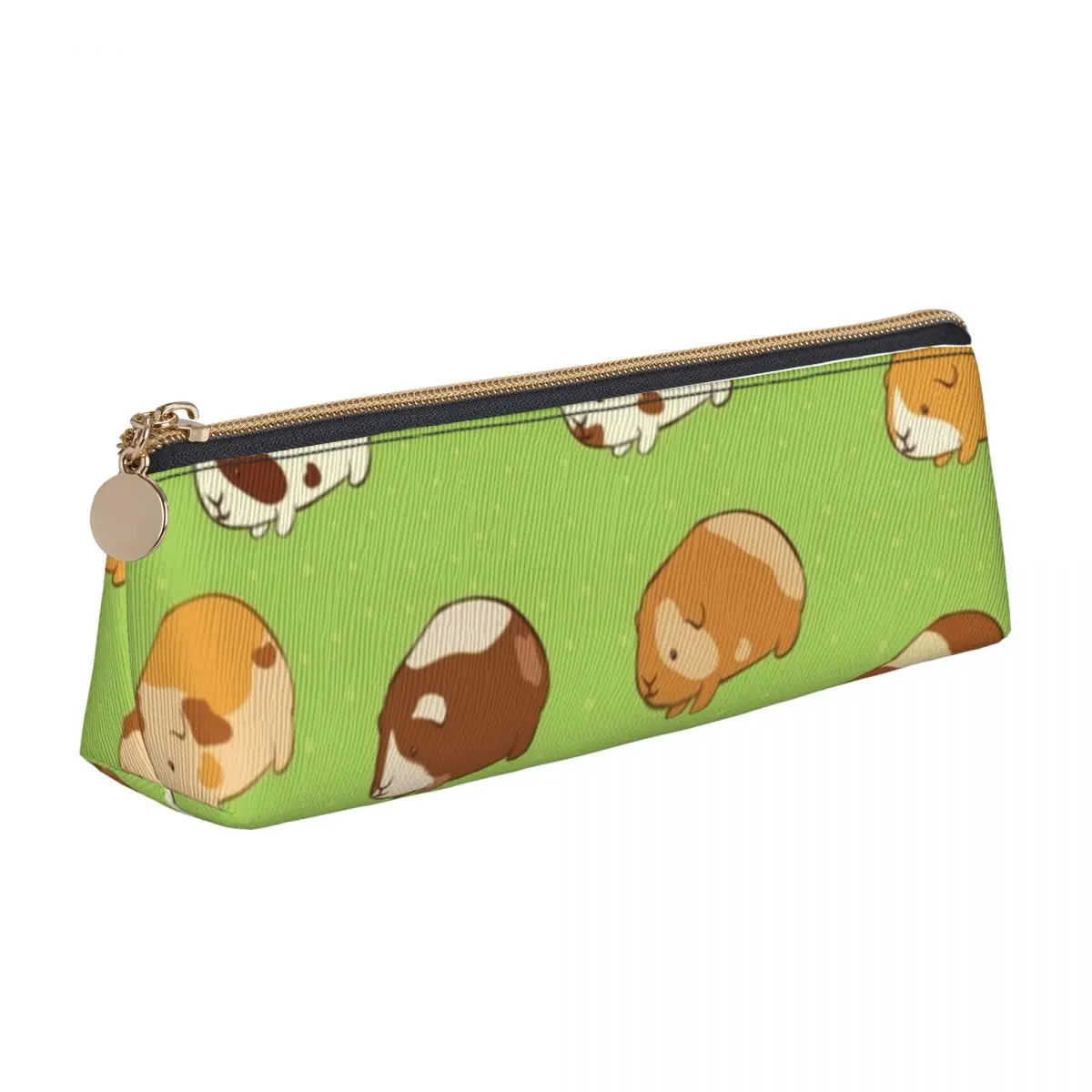 

Guinea Pig Triangle Pencil Case Funny Animal Print Kawaii Zipper Pencil Box Teenager College Leather Pen Pouch