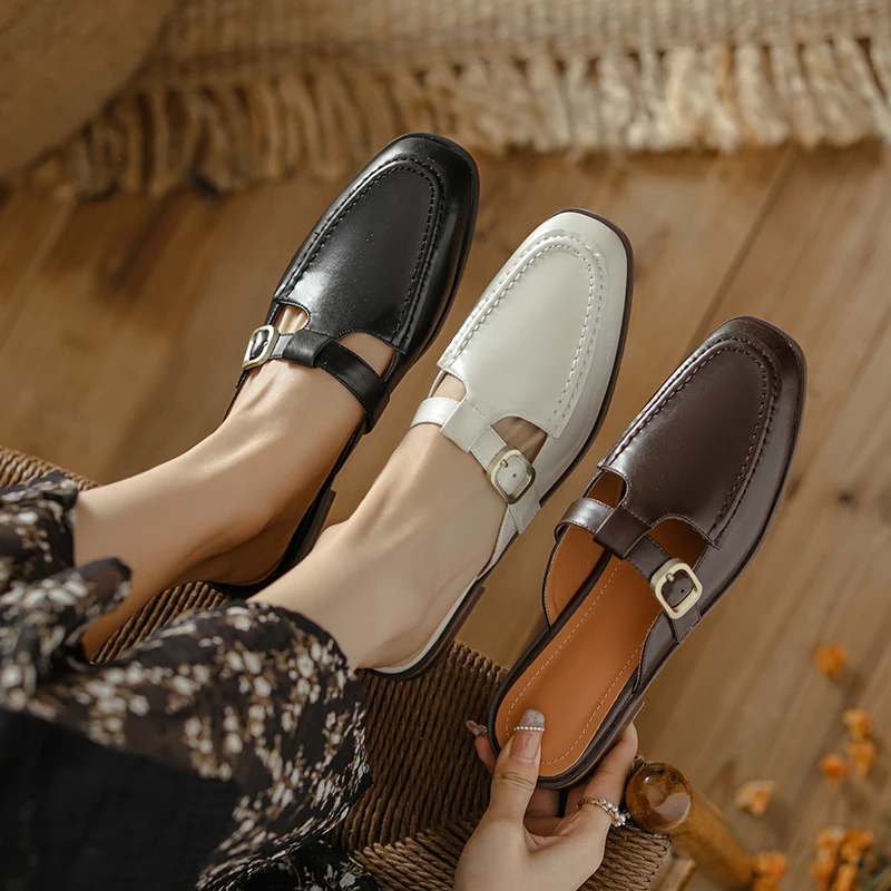 

Женские мюли на массивном каблуке, летние туфли с квадратным носком, 2023