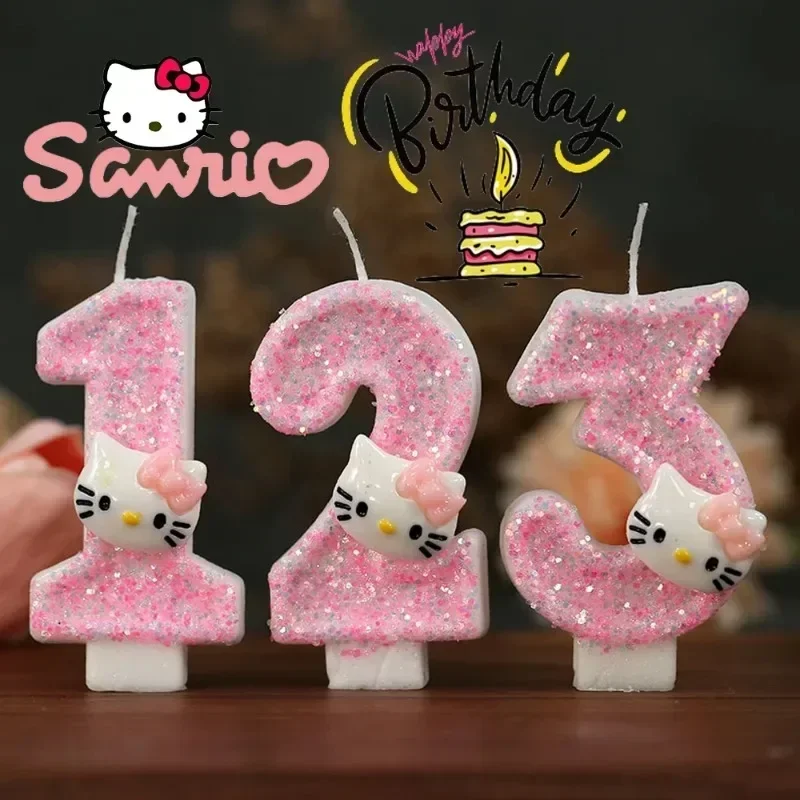 Свеча на день рождения с номером Hello Kitty аниме Sanrio Kt Cat цифровые свечи украшение