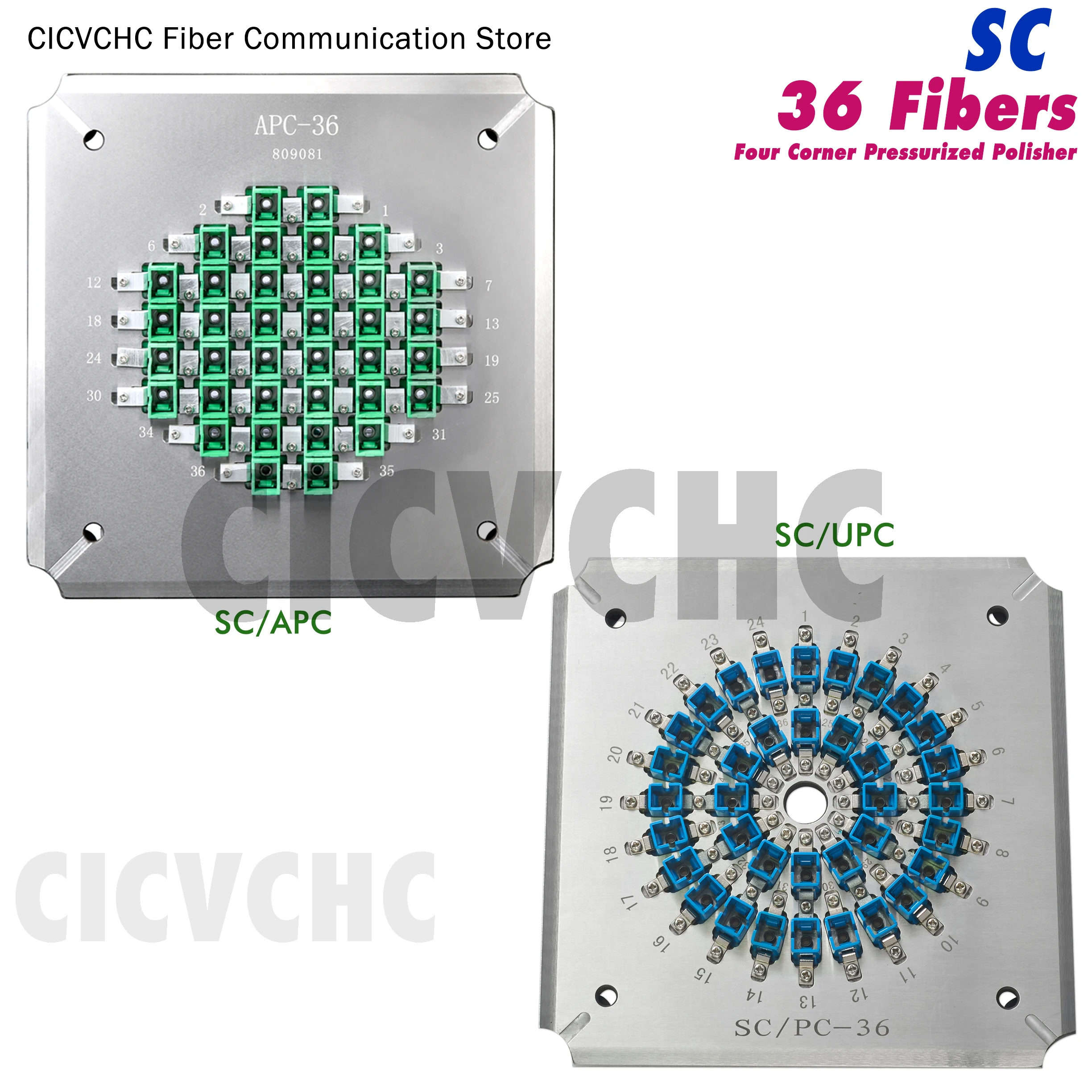 36 Fibers SC Connector Polishing Fixture, Jig, Holder for Four Corner Pressurized Polisher
