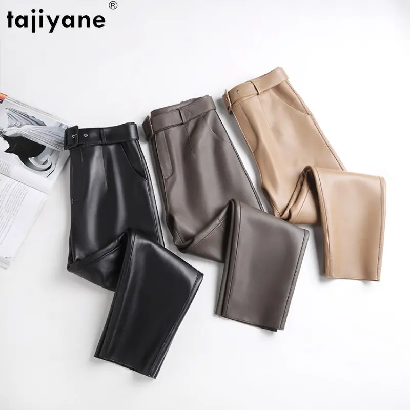 

Tajiyane Genuine Leather Pants Women Clothing Korean Fashion Autumn Winter Casual Sheepskin Pants Streetwear Ropa Mujer SGG1287