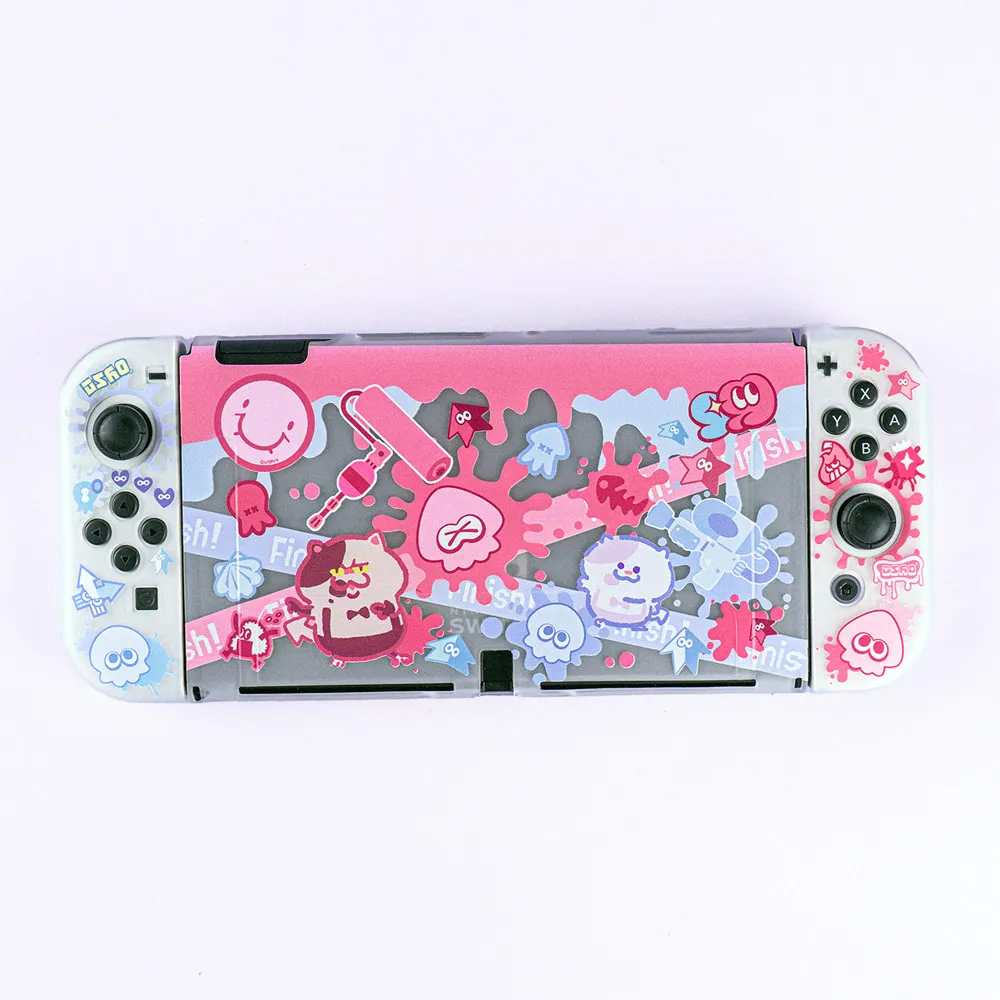 Цветной защитный чехол в стиле чернил, совместимый с Nintendo Switch  OLED  Lite  Switch 2 - Розово-синий художественный чехол (art.: 3920d7be61310) - 3920d7be61310
