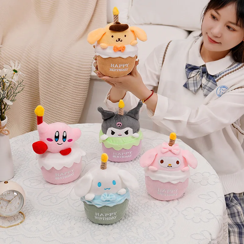 Sanrio день рождения со звуком светильник можно говорить плюшевые мягкие игрушки Kuromi Mymelody Cinnamoroll декоративное украшение Детская кукла подарки...