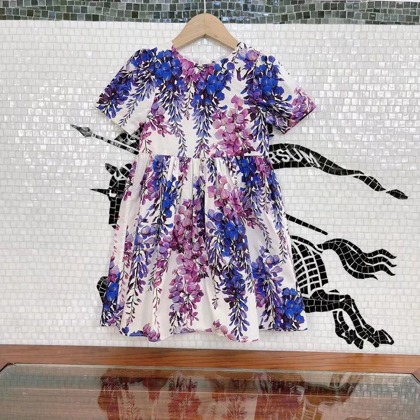 

Children's Clothing 2022 New Short-sleeved Sweet Children Skirts, Girls Dresses Fashionable Western-style High-end Dress