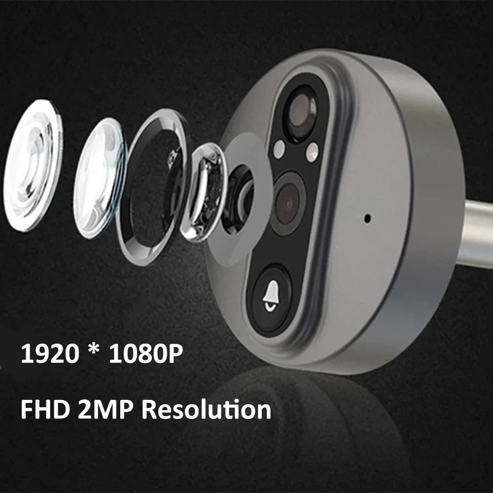 Tuya Smart  4.3'LCD 1080P WiFi Door Peephole Camera Door Bell PIR Detection Lens Wide Angle Infrared Alexa Google Digital Viewer enlarge
