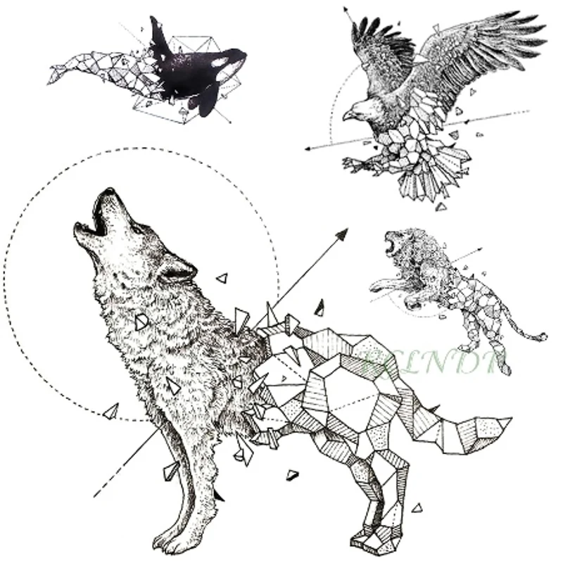 

Waterproof Temporary Tattoo fox wolf wolves whale owl deer buck lion hawk tato flash tatoo fake tatto for girl women men