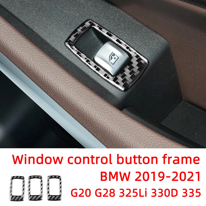 

Window Control Switch Decoration Frame Carbon Fiber Car Stickers For BMW 2019-2021 G20 G28 325li 330D 335 Interior Accessories