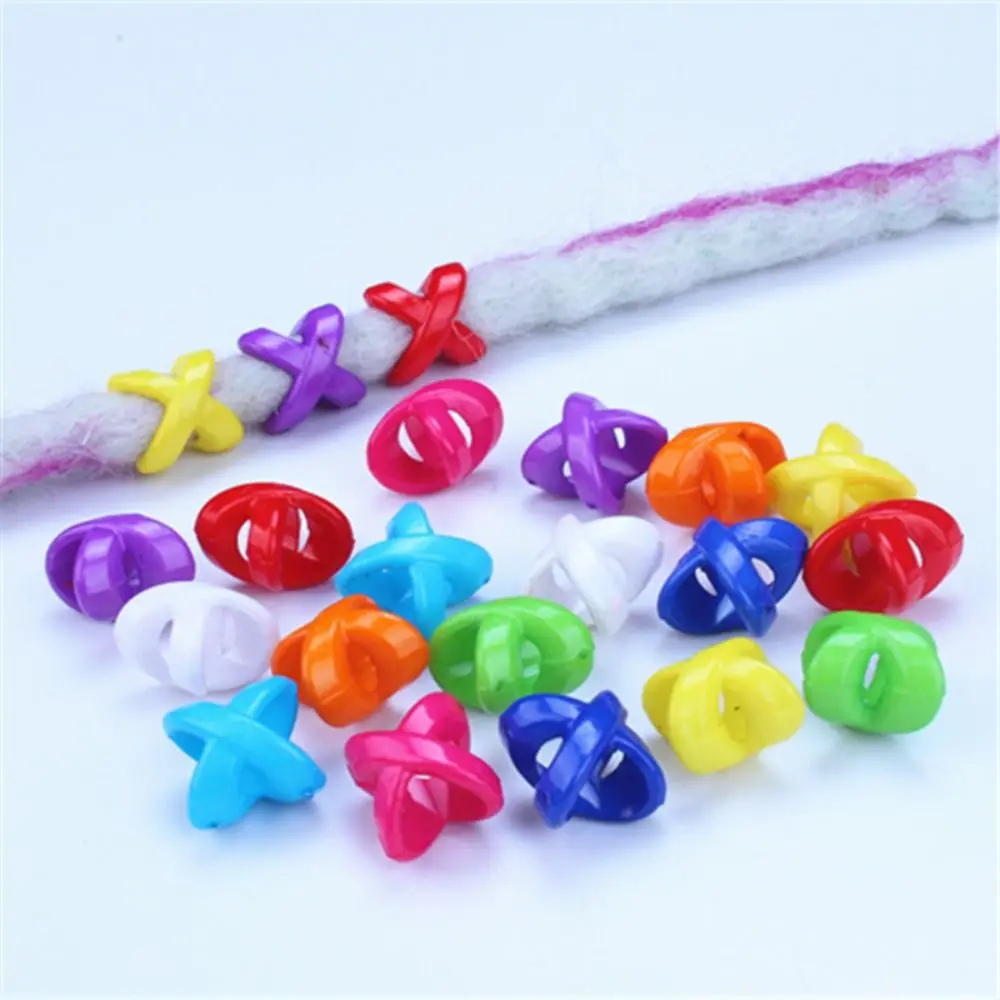 

30pcs/set Colorful Big Hole Dreadlock Bead DIY Charms Plastic Hair Braid Tubes X-shape Hip-hop Braided Loose Beads African