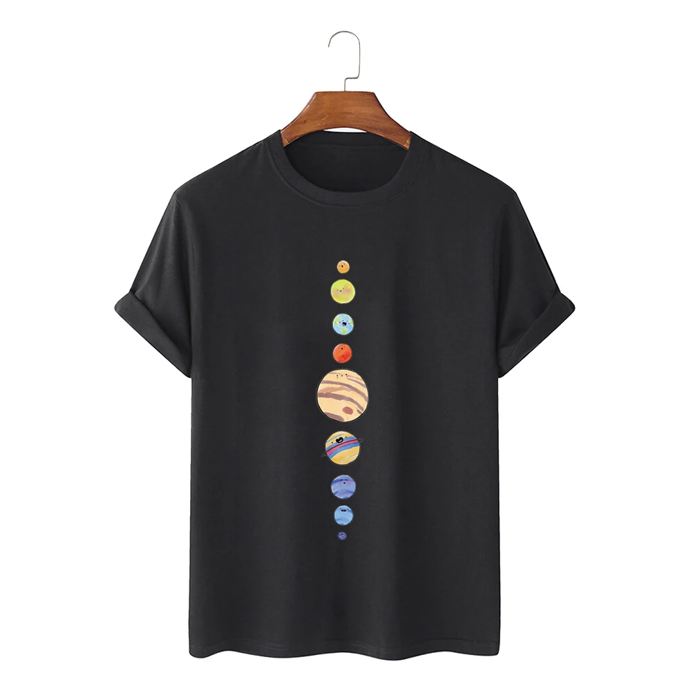 

Cartoon Planets Print O-Neck Short Sleeve T-Shirt Street Fashion Clothes Unisex Clothing Graphic Tshirts Camisetas Creative