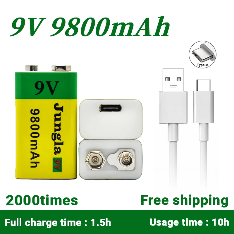 

2023 9V 9800mAh li-ion Rechargeable battery Micro USB Batteries 9 v lithium for Multimeter Microphone Toy Remote Control KTV use