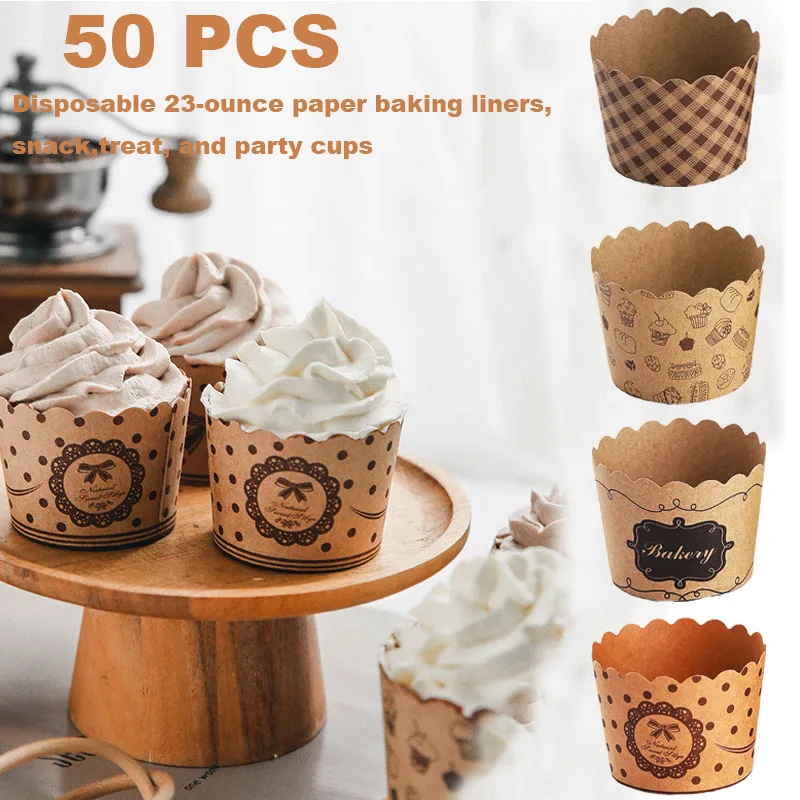 

50Pcs Cupcake Paper Cups Wrapper Baking Cup Set Bakery Party Supplies Wedding Cake Mold Muffin Cupcake Liners