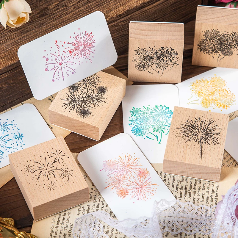 

Yoofun 1pc/pack Creative Firework Wood Stamp Juournal Scrapbooking Card Making Decor Standard Stamp Stationery