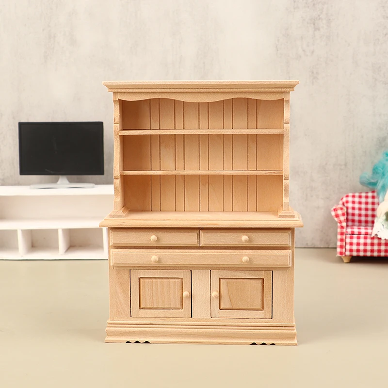 

1:12 Dollhouse Miniature Furniture Mini Wooden Cabinet Display Cupboard Doll House Handcrafted Bedside Table Model Accessories