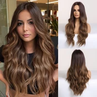 synthetic ombre wig for black women afro long wave light brown hair natural looking heat resistant fibre daily cosplay fashion