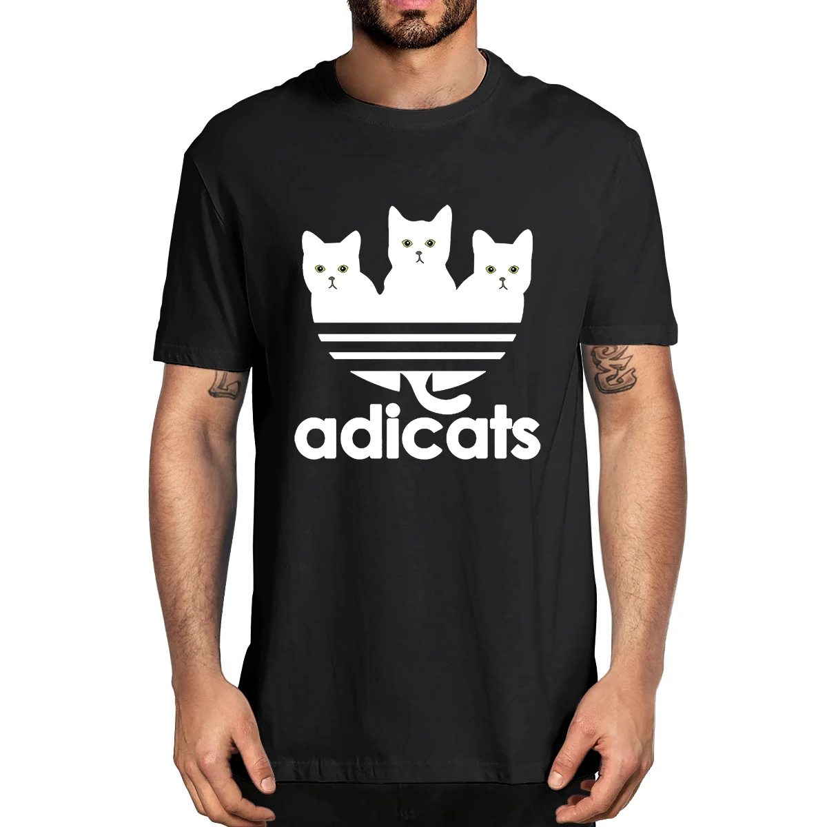 

100% Cotton Kawaii Cartoon Funny Black Cat Lovers Graphic Men Clothing Men's Novelty T-Shirt Women Casual Streetwear Harajuku