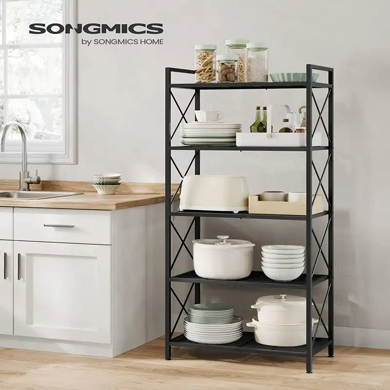 

Storage Shelving Unit Metal Shelf Garage Tower Racks Storage Rack Organizer for Entryway Kitchen Living Room Bathroom Black