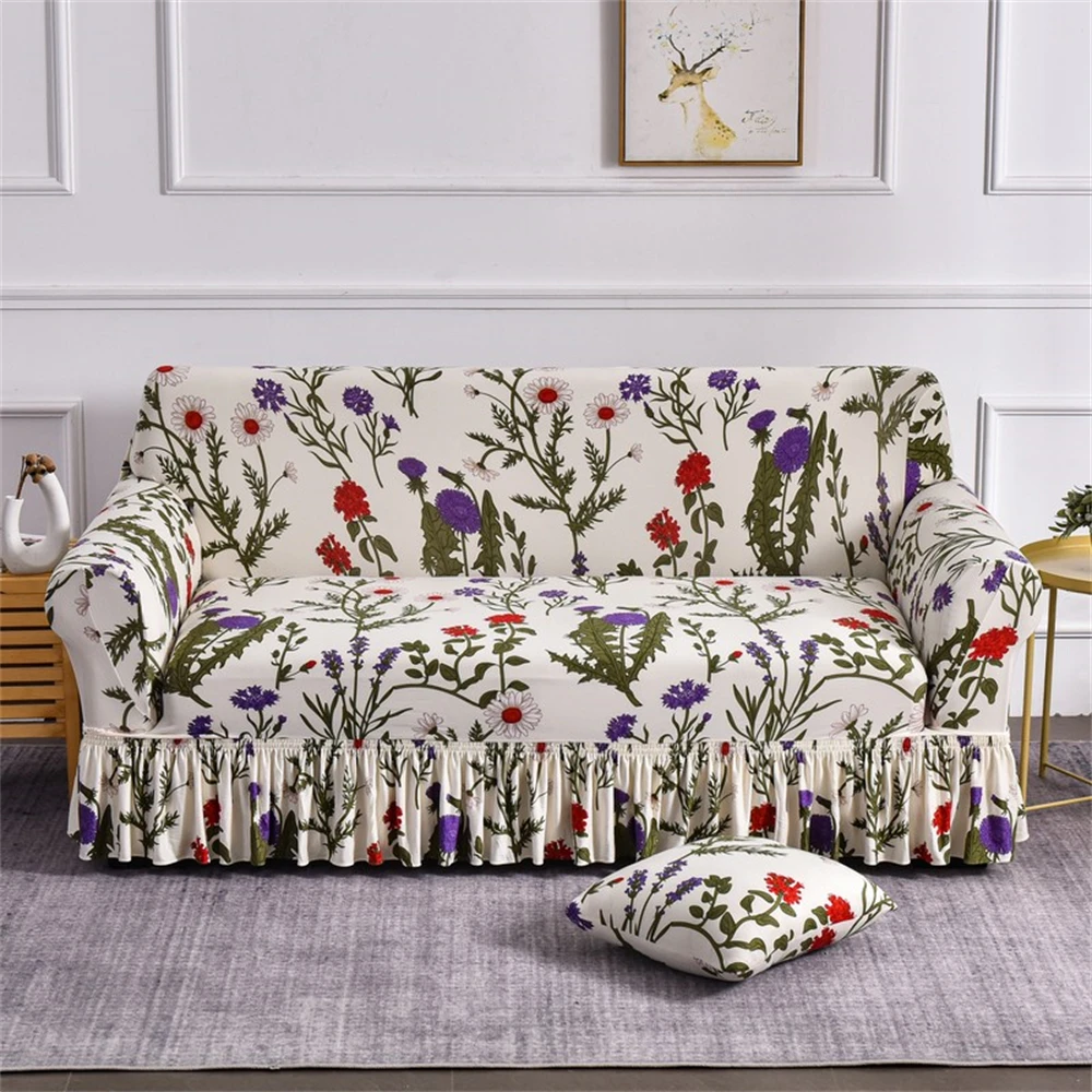

Hot Flowers Stretch Sofa Cover for Living Room 1/2/3/4 Seater L Shaped Elastic Sofa Skirt Covers Couch Slipcovers Home Textiles
