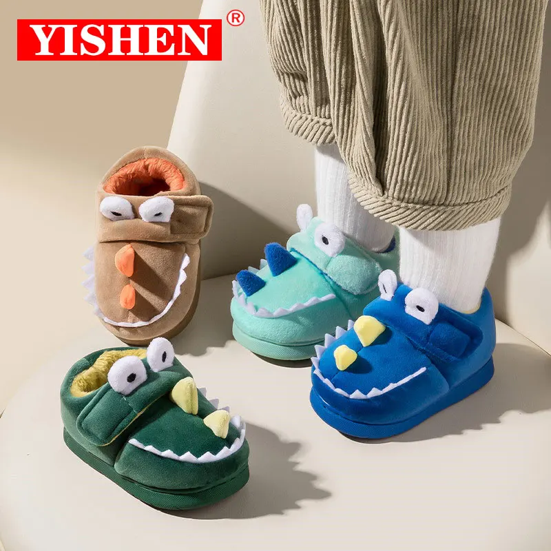 YISHEN Dinosaur Baby Shoes Baby Girls Boys Cute Cotton Shoes Outdoor Indoor Winter First-Walker Shoes Chaussures Pour Enfants