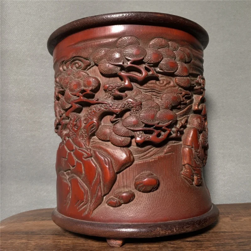 Старинная бамбуковая резьба резной персонаж карта на день рождения держатель