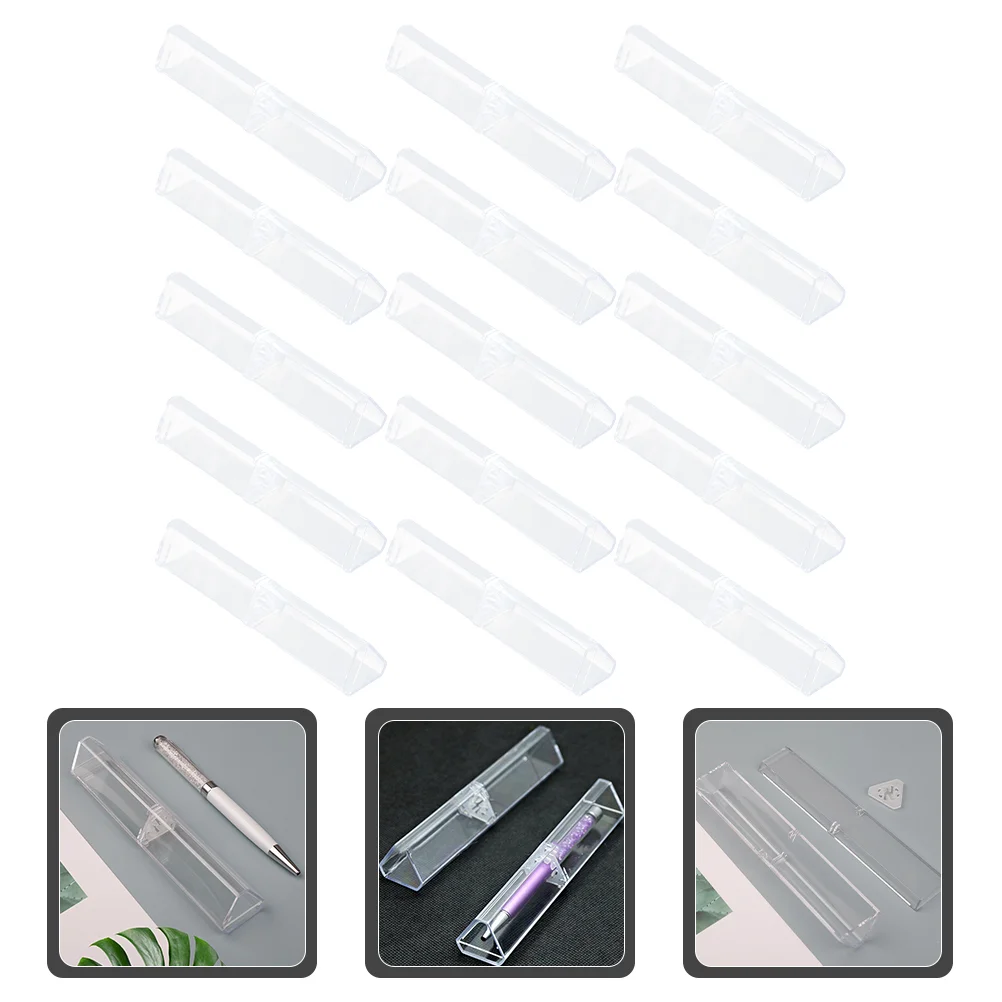 

15Pcs Clear Pen Cases Empty Boxes Transparent Pen Display Storage Case