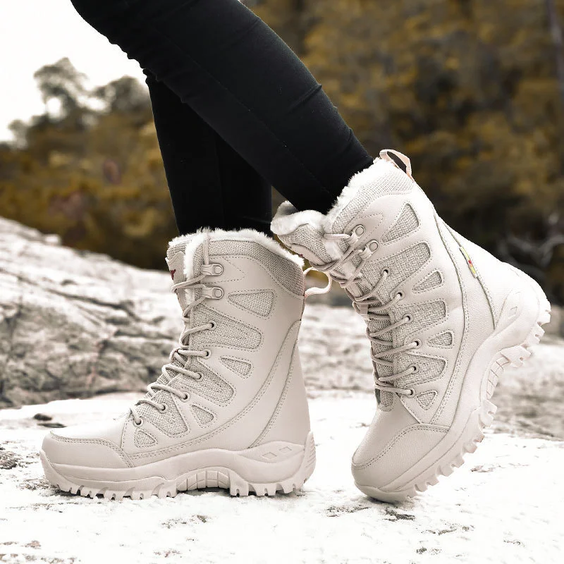 

Comemore 2022 Winter Women High Quality Comfortable Snow Boots Plush Warm Casual Mid-Calf Hiking Shoes Women Footwear Lace up 46