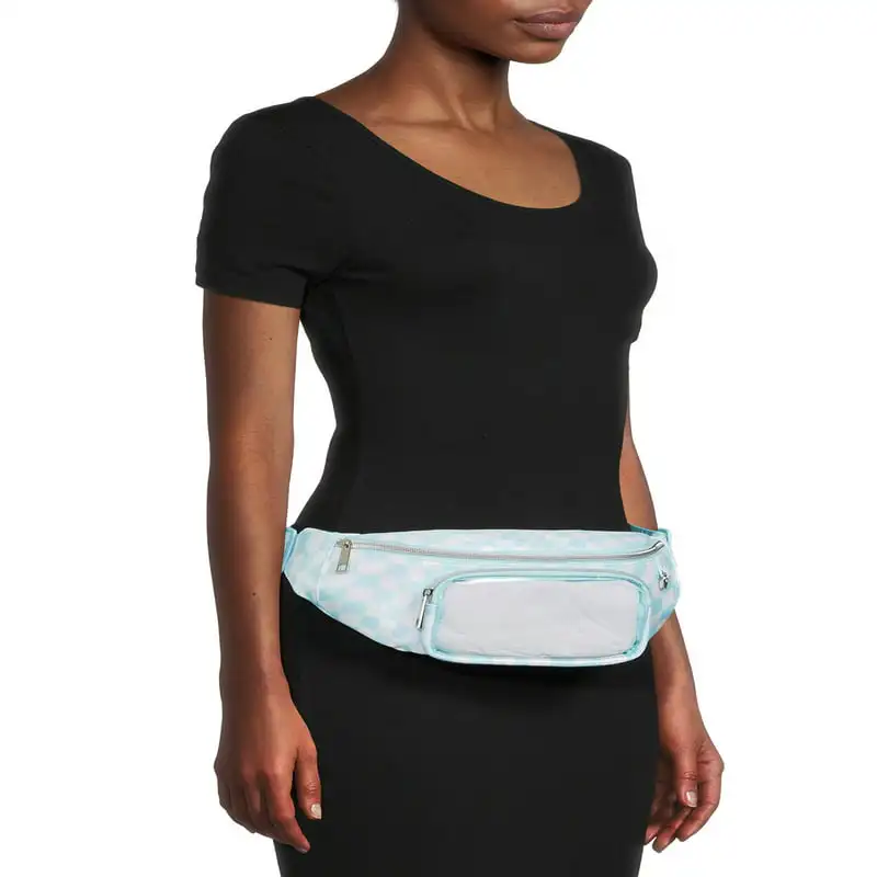 Waist Bag Luxurious Luxurious Women's Hands-Free Aqua Spa-Checker Print Fanny Pack Waist Bag: Comfortable & Stylish for Everyday