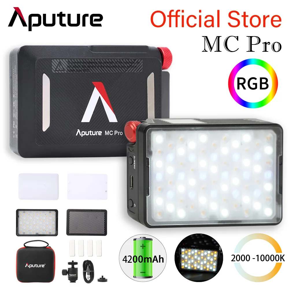 

Aputure MC Pro RGBWW LED Video Light 2000K-10000K IP65 Magnetic Attraction Diffuser Photography Lighting for Vlog Photo Studio