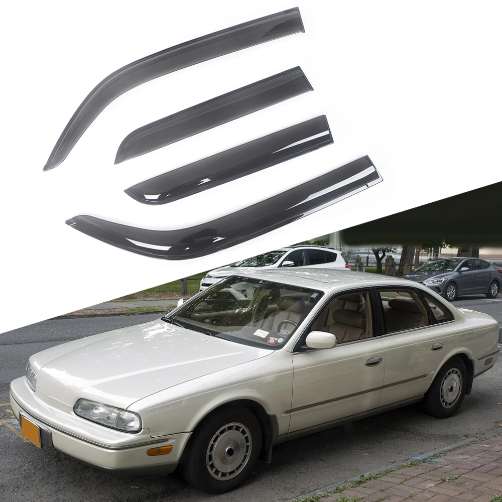 

For Infiniti Q45 1990-2001 Auto Side Window Wind Deflectors Visors Black Rain Guard Door Visor Vent Shades Dark Smoke Ventvisor