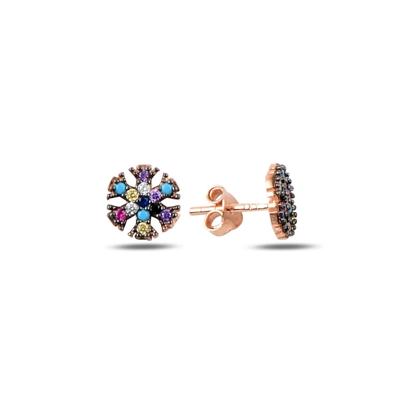 

Silver 925 Sterling Mixed Color Zircon Cubic Zirconia Snowflake Earrings
