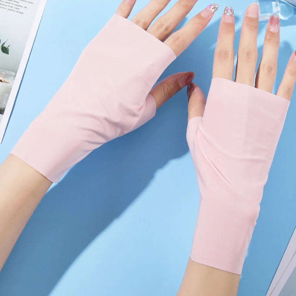 Перчатки для защиты от солнца, ледяной шелк, маникюр, защита от УФ-лучей для кожи, 17x9 см, Розовый Нейлоновый защитный, защита от УФ-лучей Miss