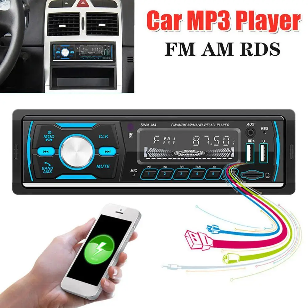 

Car Radio 1 Din Stereo Player Digital Bluetooth Car MP3 Player 60Wx4 FM Radio Stereo Audio Music USB/SD With In Dash AUX Input