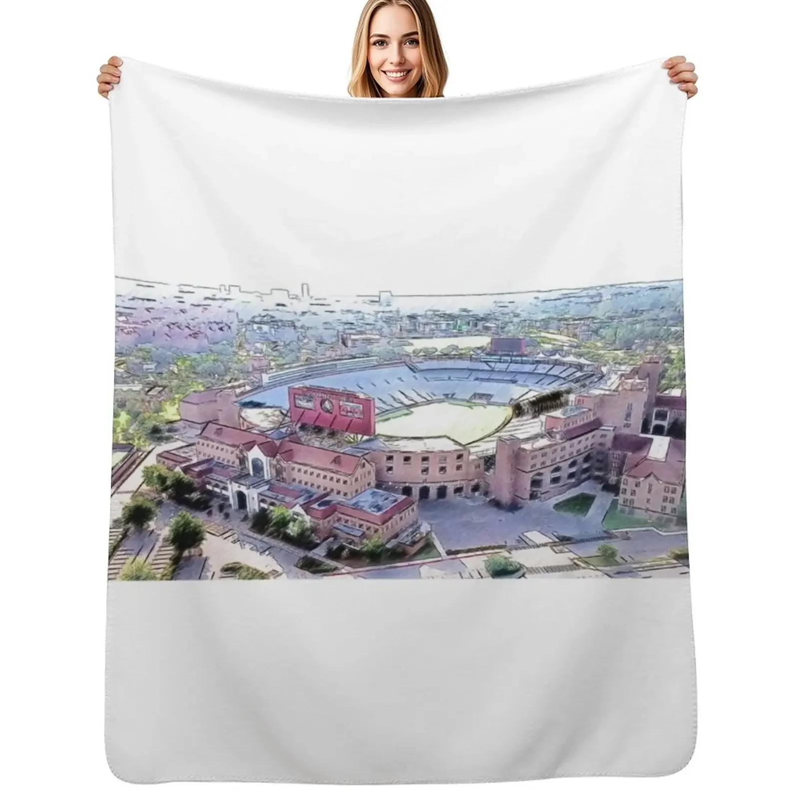 Фото Aerial of Doak Campbell Stadium in Tallahassee, Florida - эскиз карандаша, одеяло, мягкое летнее декоративное одеяло №1