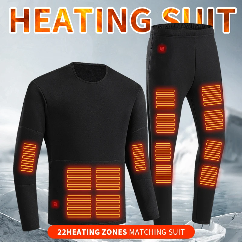 22 Area Heating Thermal Clothing Pants Men Women Thicken USB Electric Heating Warm Clothes Winter Heated Couple Suit Christmas