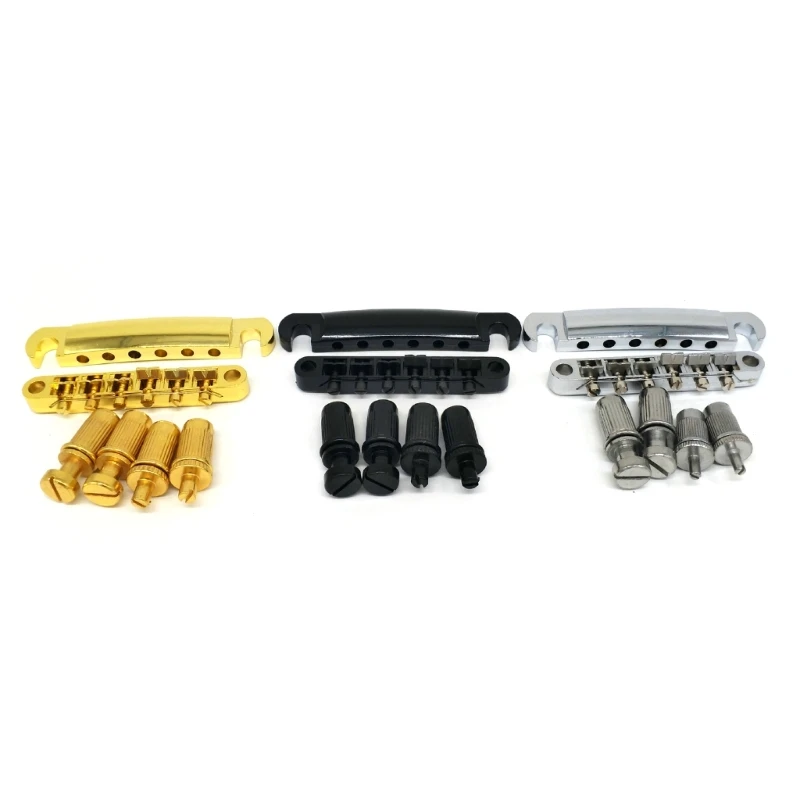 

Y1QE Guitar Tune O-Matic Bridge and Stop Bars Tailpiece Combo with Studs Replacements Sets for LP 6 String Electric Guitars