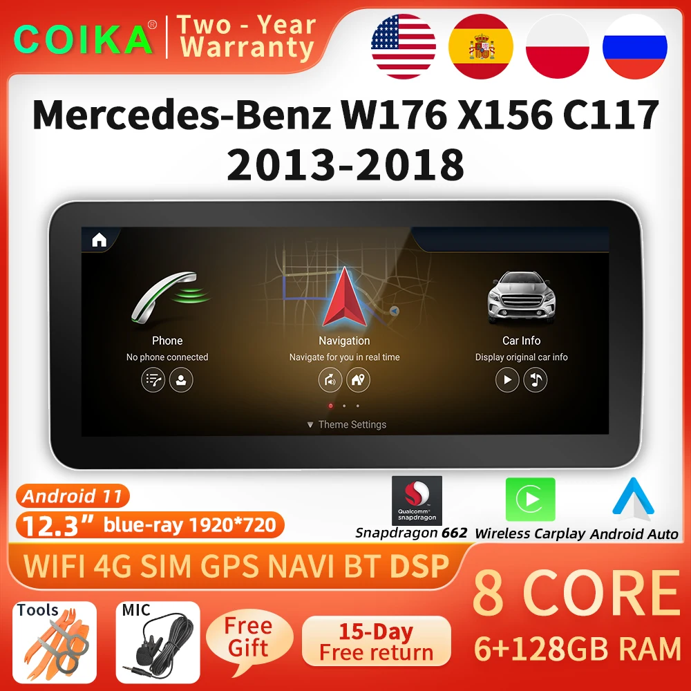 Snapdragon 8 Core 1920*720 Автомобильный Android 11 радио для Mercedes Benz A GLA W176 X156 C117 BT WIFI SIM Carplay Авто