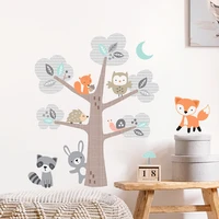 boho cute cartoon tree fox animal watercolor wall sticker vinyl children nursery art decals for kids girls room home decoration