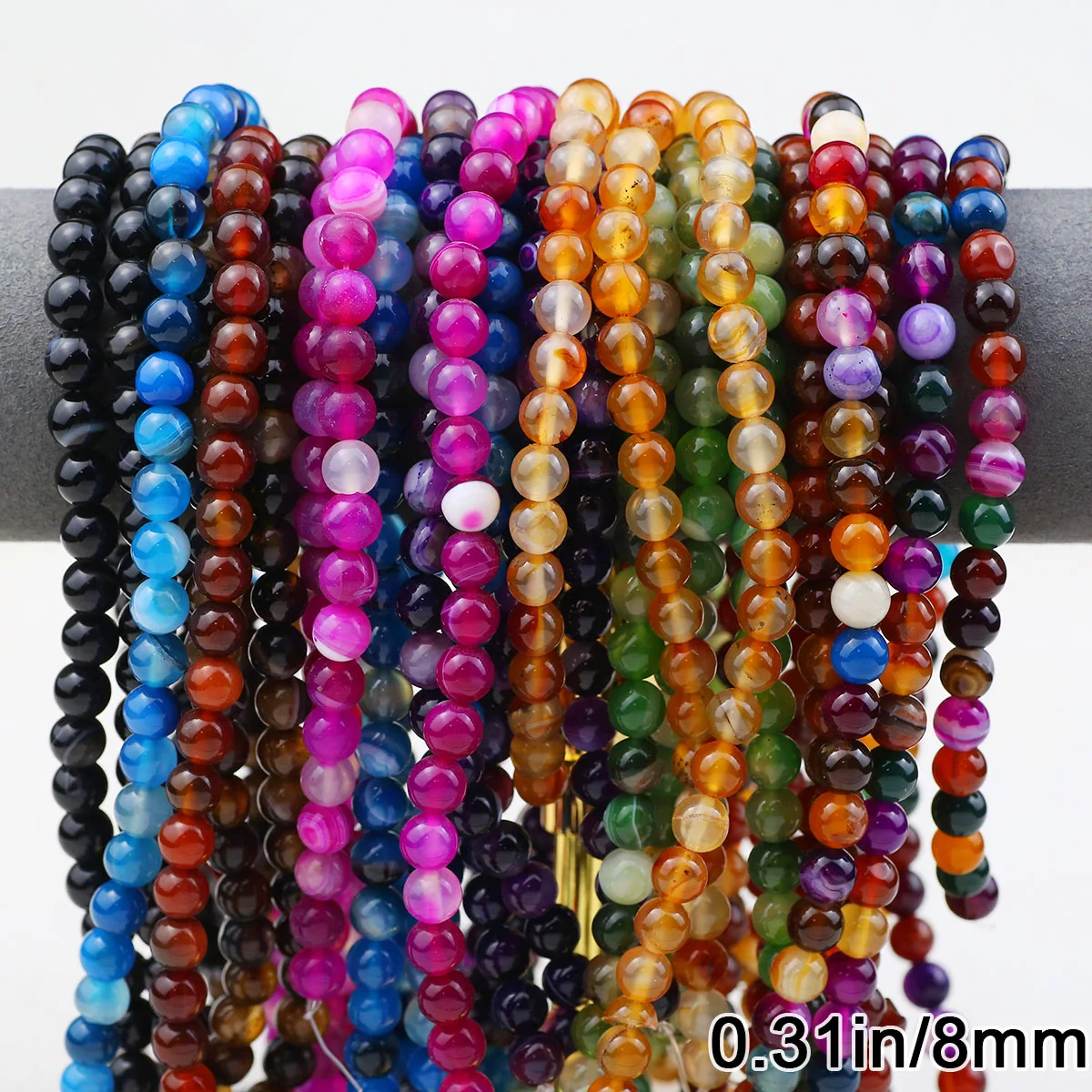Натуральный 8MM Полосатый Агат Камень Проставки Круглый Свободные Бусины Для DIY