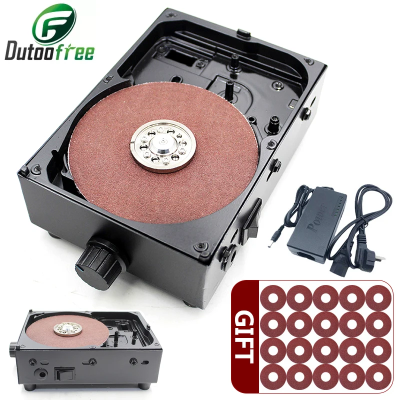 110V/220V Mini Bench Disc Sander DIY Polishing Grinding Machine 7 Speed Grinder Electric Edge Sharpener 20/40PCS Sanding Discs
