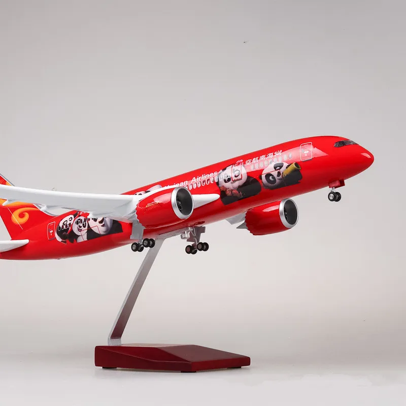 

43CM 1:130 Scale Diecast Model Hainan Airlines Panda Boeing 787 Resin Airplane Airbus With Light Wheels Toy Collection Display