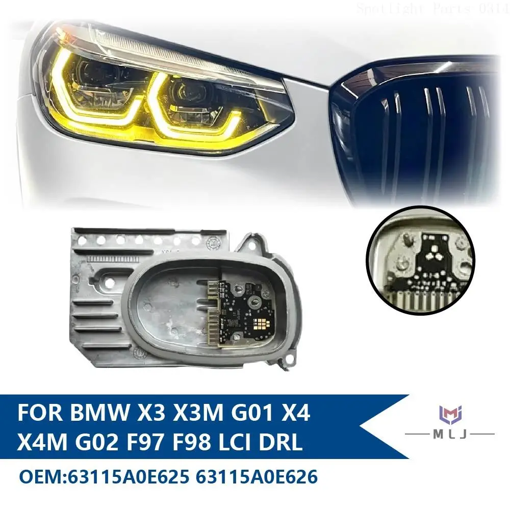 Фото 63115A0E626 Модуль управления светодиодными фарами (LED) для BMW X3 X3M G01 X4 X4M G02 F97 F98 LCI, модуль DRL Angel Eyes, цвет лимонно-желтый, 63115A0E625 №1