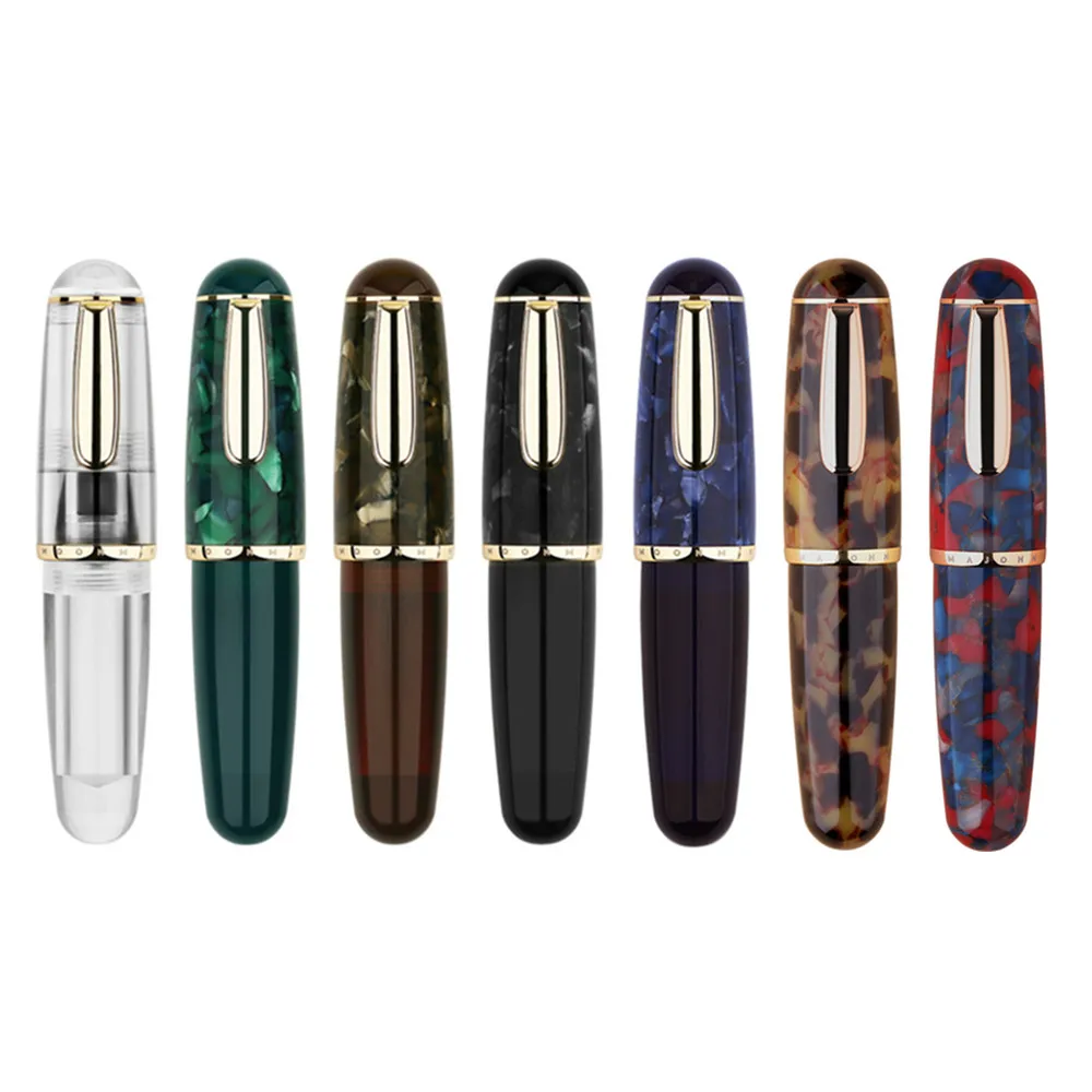 Majohn Q1 Mini Wood/Acrylic Transparent Pocket-Size Eyedropper Fountain Pen Iridium EF/F/M Nib Portable Ink Pen Writing Gift Set